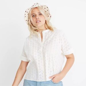 Madewell Eyelet Boxy Button-Down White Shirt Size XL
